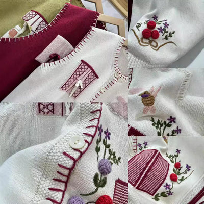 Chaleco Cardigan Mori Girl Bordado Estilo Retro Literario - Image 5