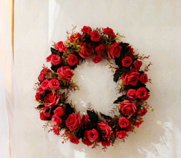 Corona Floral Decorativa Rosa Huanhua - Adorno Colgante Estilo Europeo Moderno