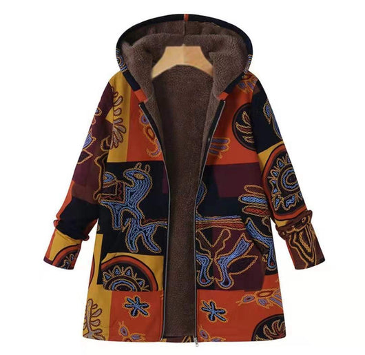 Chaqueta Hoodie de Algodón Polar con Estampado Étnico - Image 7