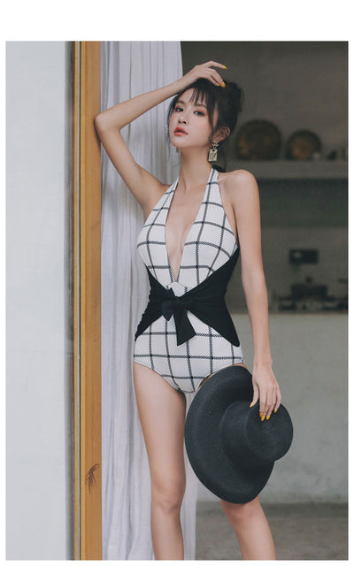 Traje de Baño Retro Ajustado de Una Pieza - Image 5