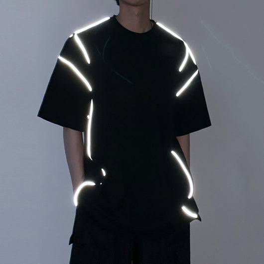 Camiseta Reflectante Suelta de Manga Corta