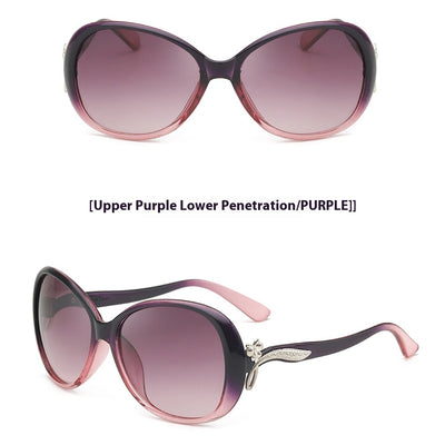 Brown oversized butterfly sunglasses with gradient lenses and a silver-tone floral accent on the temple. - Image 5