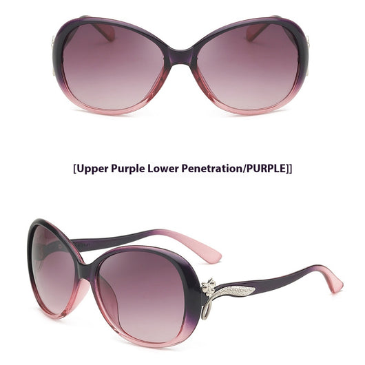 Brown oversized butterfly sunglasses with gradient lenses and a silver-tone floral accent on the temple. - Image 5