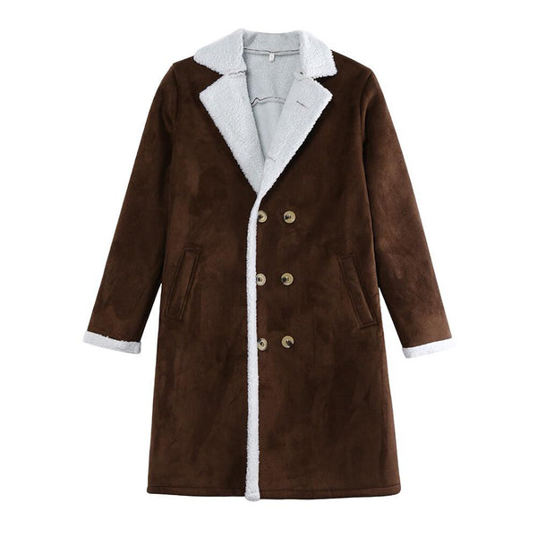 Abrigo Largo Polar Térmico Invierno - Imitación Gamuza Faux Deerskin
