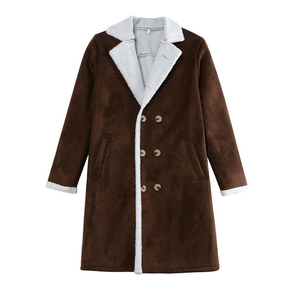 Abrigo Largo Polar Térmico Invierno - Imitación Gamuza Faux Deerskin