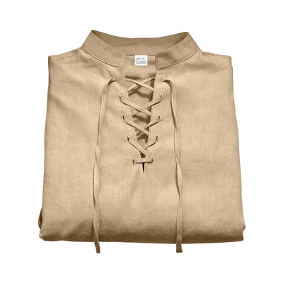 Camisa Henley de Lino Manga Larga para Hombre - Image 34