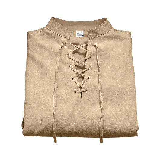 Camisa Henley de Lino Manga Larga para Hombre - Image 34