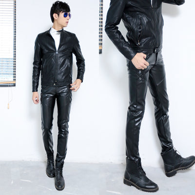 Pantalones de Cuero Ajustados con Cierre para Hombre - Otoño e Invierno - Image 20