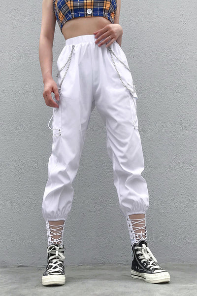 Pantalones Overol de Cadena Talle Alto con Piernas Anchas y Detalles Calados - Image 3