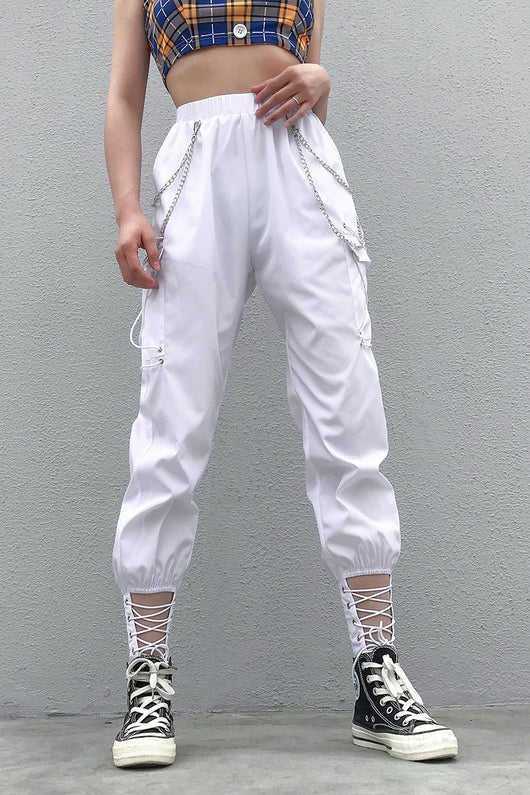 Pantalones Overol de Cadena Talle Alto con Piernas Anchas y Detalles Calados - Image 3