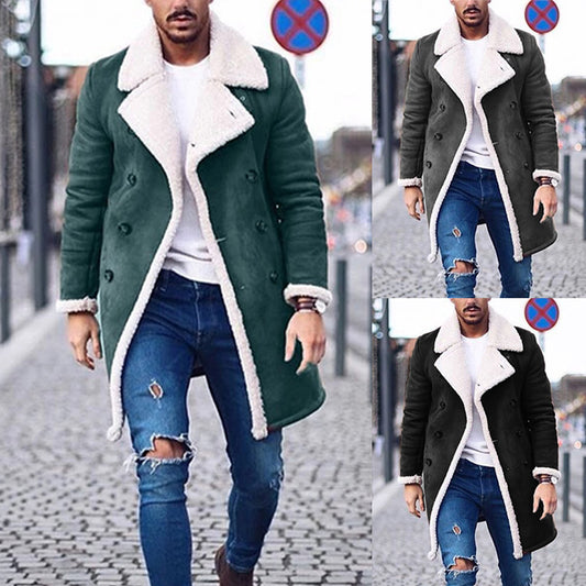 Abrigo Largo para Hombre Invierno Elegante Gabardina Térmica Manga Larga