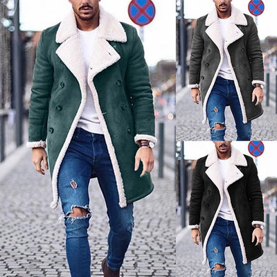 Abrigo Largo para Hombre Invierno Elegante Gabardina Térmica Manga Larga