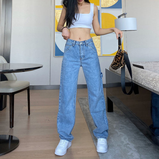 Jeans Casuales de Cintura Alta Holgados para Mujer