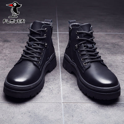 Zapatos Casuales Plover Otoño Invierno Punta Redonda Cuero Negro con Detalles - Image 3