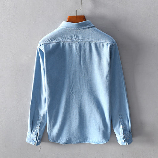 Camisa Denim Suave Manga Larga Estilo Coreano Holgada de Algodón - Image 7