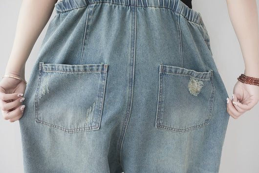 Enterizo Harem Denim Retro Talla Grande para Mujer - Image 22