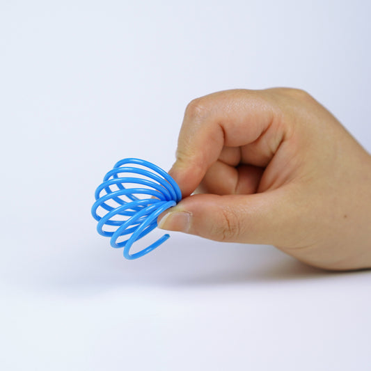 Four colorful plastic spring cat toys in blue, green, yellow, and pink on a white background. - Image 2