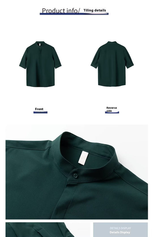Camisa Manga Corta con Cuello de Pie para Hombre - Image 10