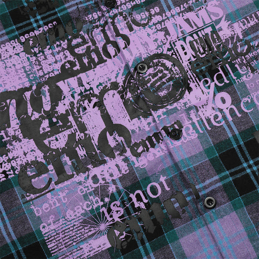 Cardigan Hombre Cuadros con Estampado de Letras - Image 3