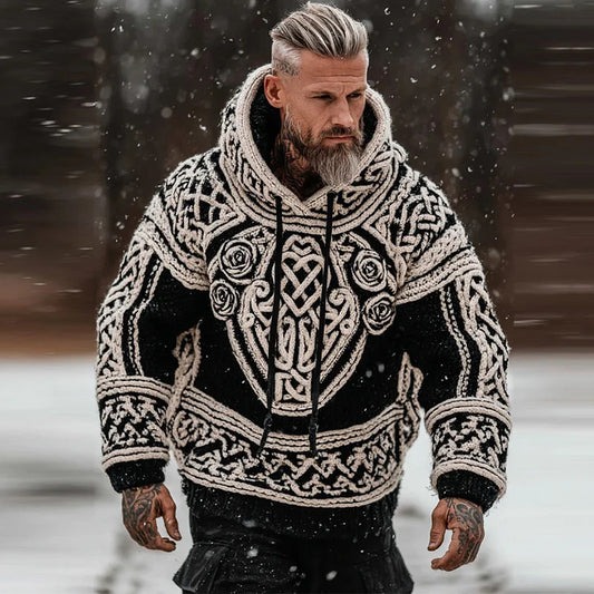 Sudadera Estampada con Capucha de Punto para Hombre
