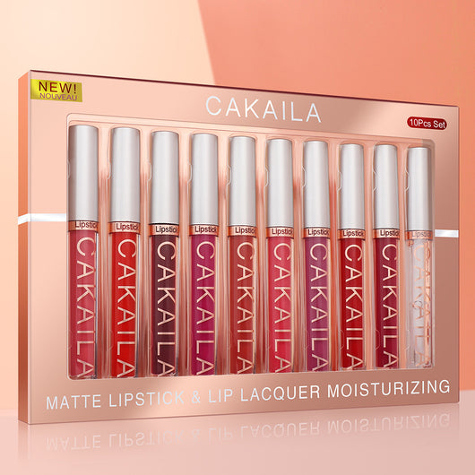 Pack de 10 Brillos Labiales Mate Resistente al Agua con Acabado Antiadherente