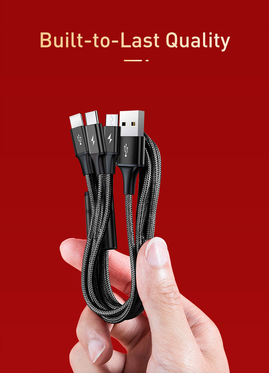 Cable 3 en 1 Carga Rápida - Lightning, Micro USB y USB-C Negro - Image 13