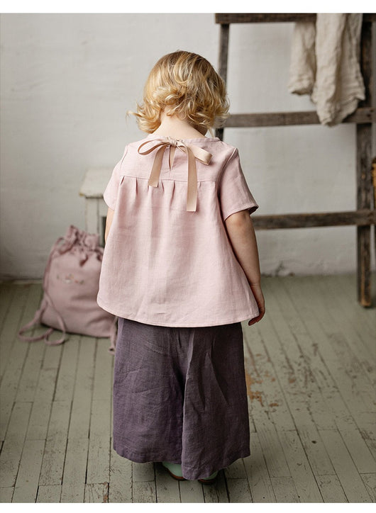 Playera Infantil de Algodón y Lino Estilo Mori - Manga Corta Verano - Image 15