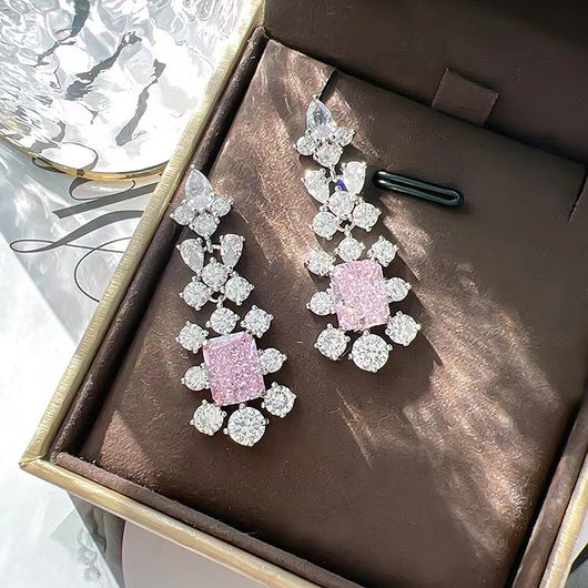 Aretes de Plata con Corte Diamante Flor de Hielo Rectangular - Image 7