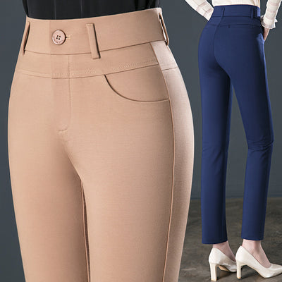 Pantalones de Cintura Alta Elásticos en Colores Sólidos para Mujer - Image 2