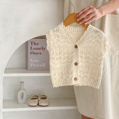 Chaleco Cardigan Tejido V-Neck para Bebés Otoño - Suéter de Punto Crochet Unisex - Image 3