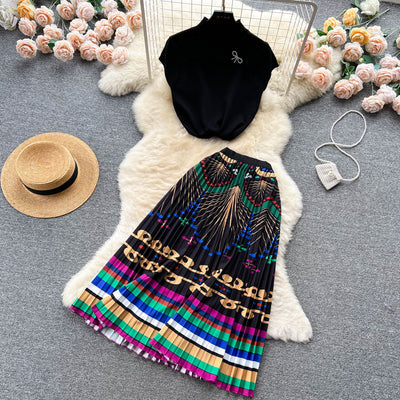 Conjunto de Dos Piezas: Blusa Plisada sin Mangas y Falda Diseño Exclusivo para Mujer - Image 42