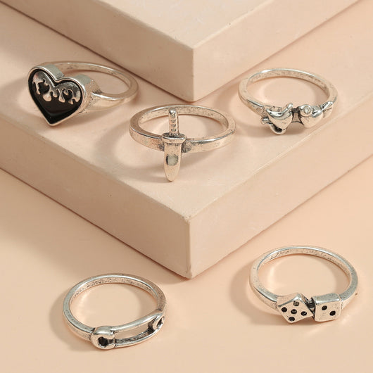 Juego de 5 Anillos Retro en Metal Dorado - Diseño Clip de Papel Personalizado - Image 5