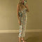 Vestido Largo Francés con Diseño Floral para Mujer