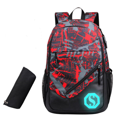 Mochila Urbana de Tres Compartimentos con Diseño Cuadros y Graffiti - Image 6