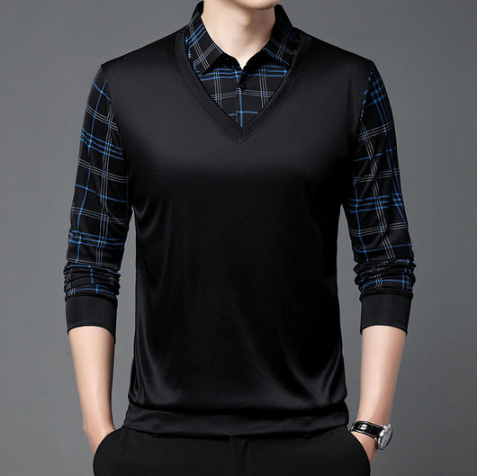 Suéter Tipo Camisa Falsa Dos Piezas para Hombre - Manga Larga Otoño - Image 11