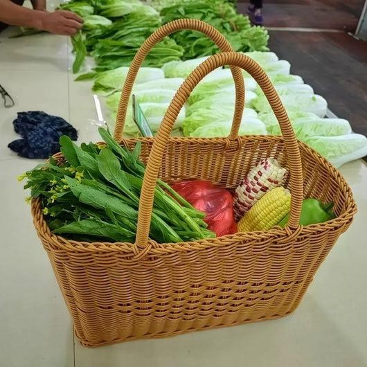 Canasta Tejida de Ratán para Compras, Frutas y Flores - Image 14