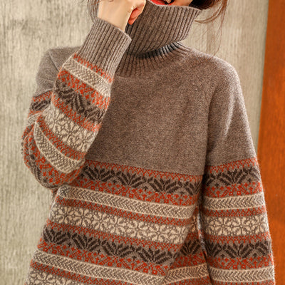 Suéter Tejido Jacquard Cuello Alto Mujer Oversize - Image 10