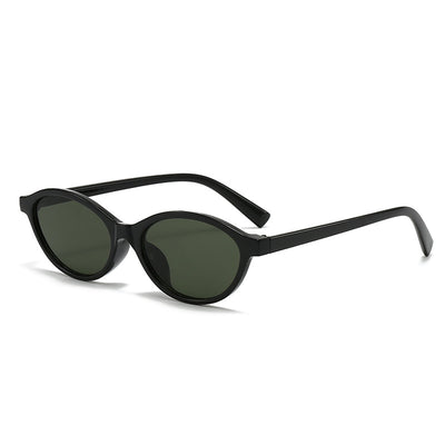 Retro fashion small frame sunglasses with translucent brown frames and yellow oval lenses, viewed from an angle. - Image 4