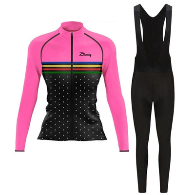 Conjunto Ciclista de Manga Larga con Culotte: Jersey y Pantalón Acolchado para Ciclismo y Trail