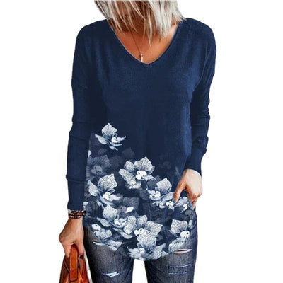 Blusa Suelta con Estampado Floral y Cuello en V para Mujer - Image 4