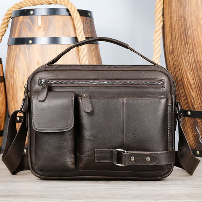 Bolsa Mensajera de Cuero Genuino con Acabado Encerado para Hombre - Image 3