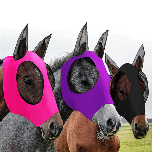 Máscara Protectora Lycra para Caballo con Orejas - Comodidad Total y Protección UV