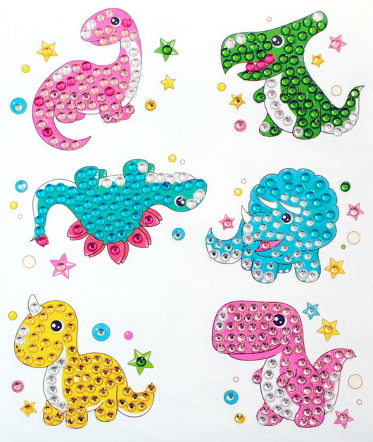 Cartoon diamond painting stickers featuring a narwhal, jellyfish, crab, fish, seahorse, and starfish with colorful resin gems.