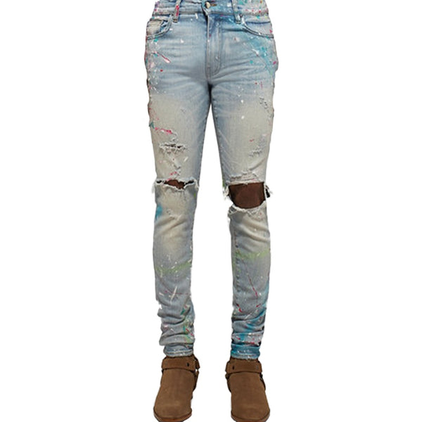Pantalones Slim Fit con Cierre y Detalles Rotos - Unisex