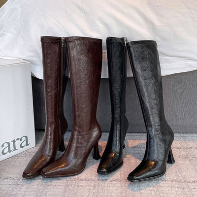 Botas Retro de Tacón Alto Punta Afilada - Lujo Exclusivo para Mujer - Image 19