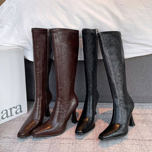 Botas Retro de Tacón Alto Punta Afilada - Lujo Exclusivo para Mujer - Image 19