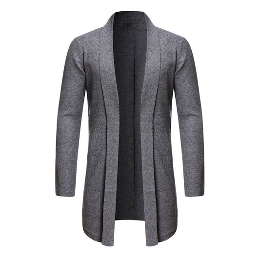 Cardigan Suéter Tejido Tipo Trench Coat para Otoño
