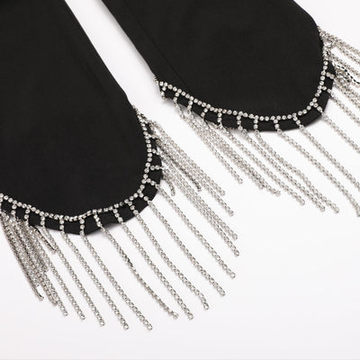 Pantalones Casuales Tipo Capri con Cadena de Diamantes y Borlas - Image 9