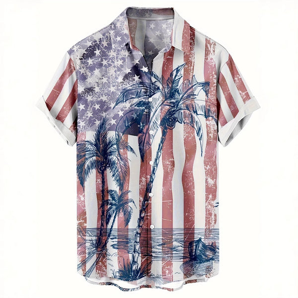 Camisa Manga Corta Hombre Estampado Floral 3D