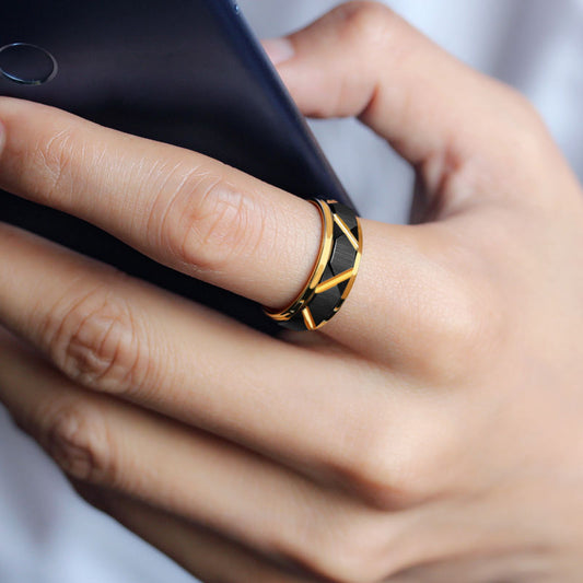 Anillo de Oro 18K Cambia de Color en Tungsteno - Unisex